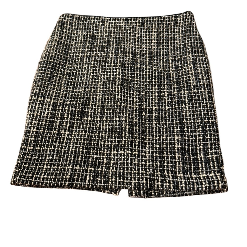 Willi Smith Women’s Tweed Mini Skirt Size 4 Black/Cream Lined Wool Blend Career